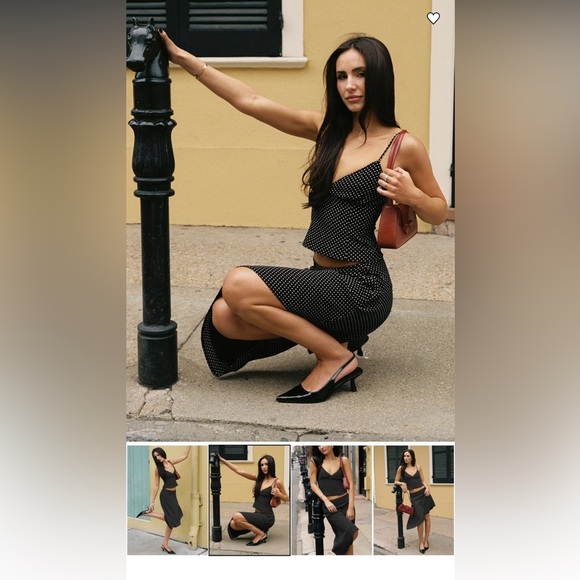 Princess Polly Black Polka Dot Skirt Set - Picture 2 of 4